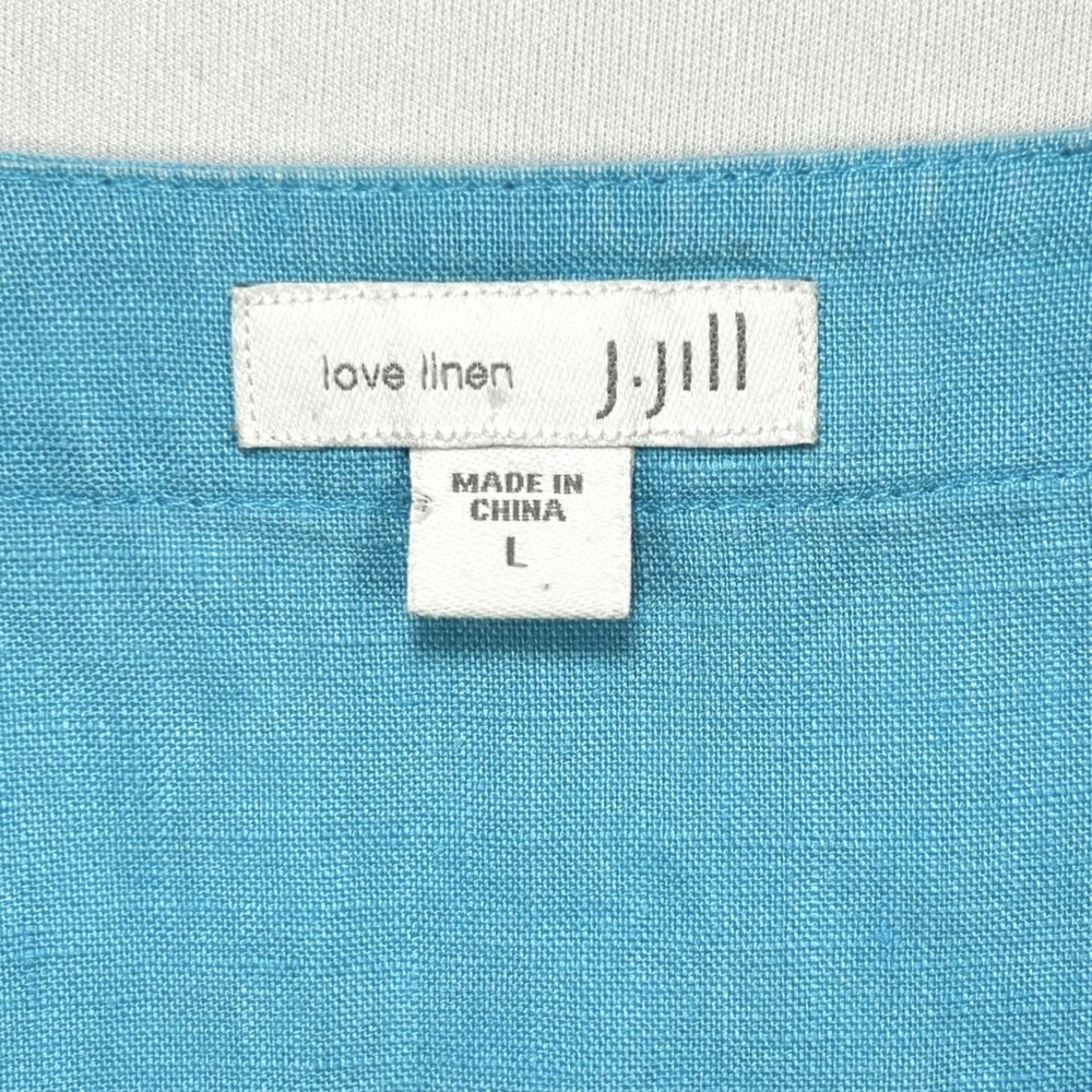 J.Jill‎ Love Linen Dress Womens Large Sleeveless Midi Coastal Wedding Guest Blue - Picture 7 of 10
